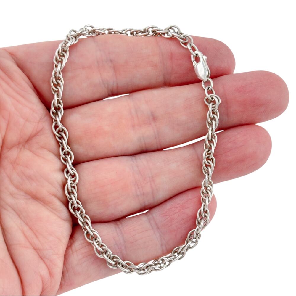 Vintage Sterling Silver 925 Rope Chain Anklet 9.25"